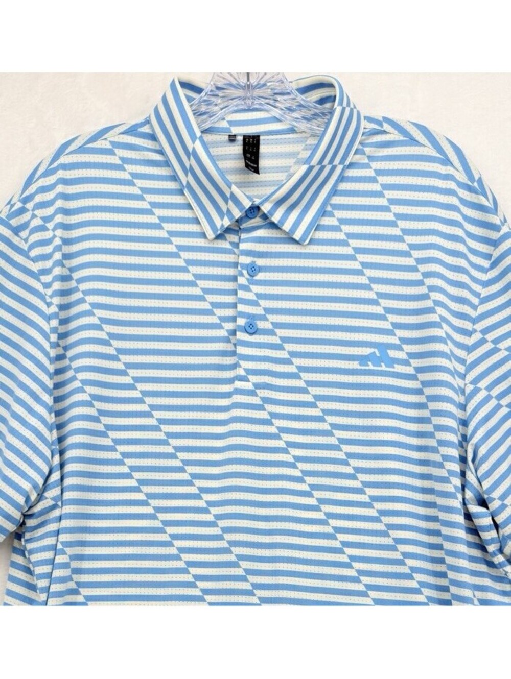 Adidas Ultimate 365 Golf Polo XL Shirt Mens Blue White Striped Short Sleeve Mesh